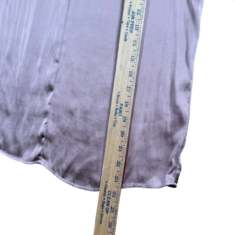 Current Air Satin Blouse Womens S Mauve Pleated V Neck Romantic Long Sleeve Top - Picture 8 of 10